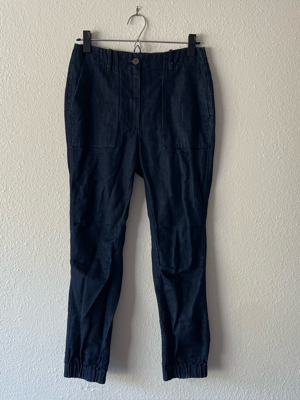 Aequamente Italy Womens S 36 Linen Cotton Denim Jogger Jeans Utility Pants